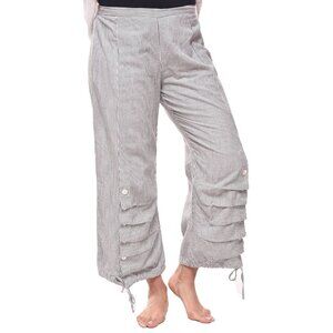Tulip Women's Ticking Stripe Cotton Scooter Pant, Gray, Small